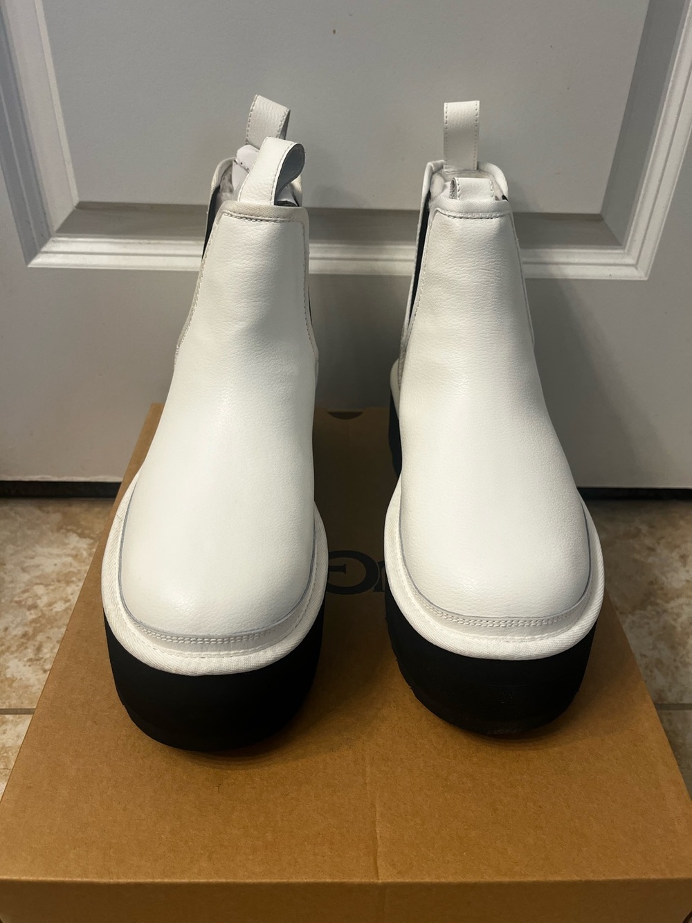 UGG White Platform Chelsea Boots